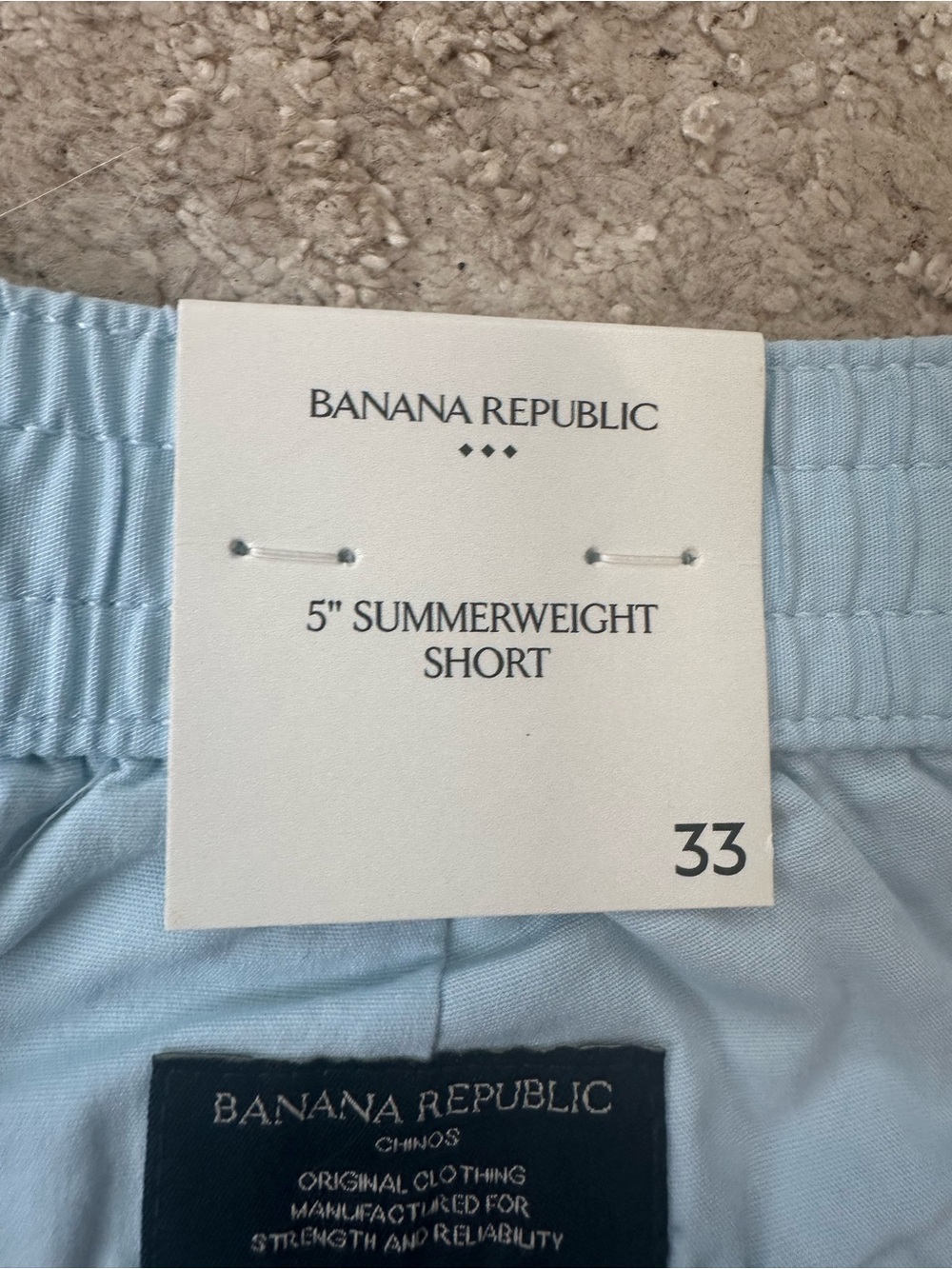 Banana Republic Light Blue Elastic Waist Summer Shorts Size 33 5”inseam - Picture 2 of 4